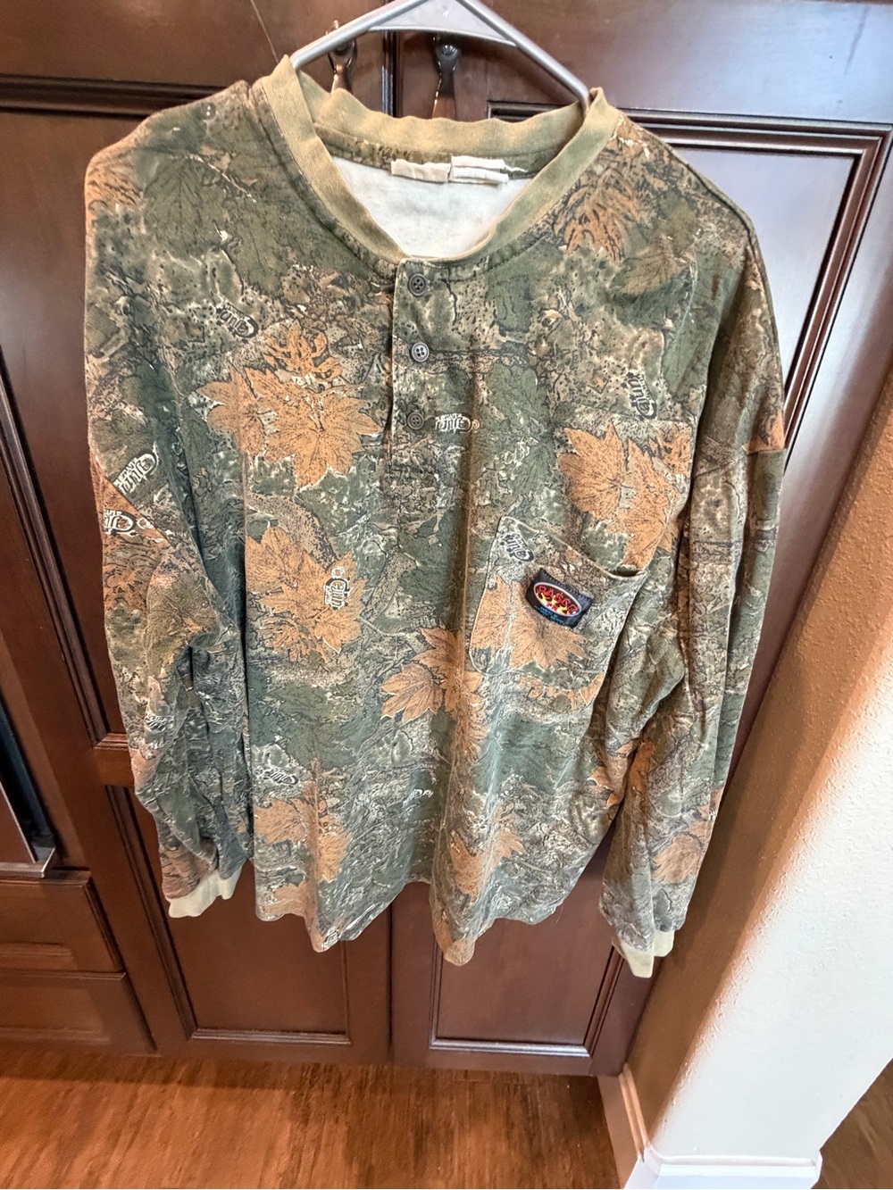 Rasco FR flame-resistant long-sleeve camo henley work shirt